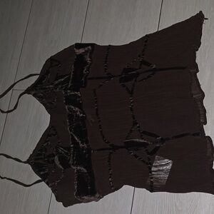 Max Studio Velvet Chocolate Brown  Camisole Top S